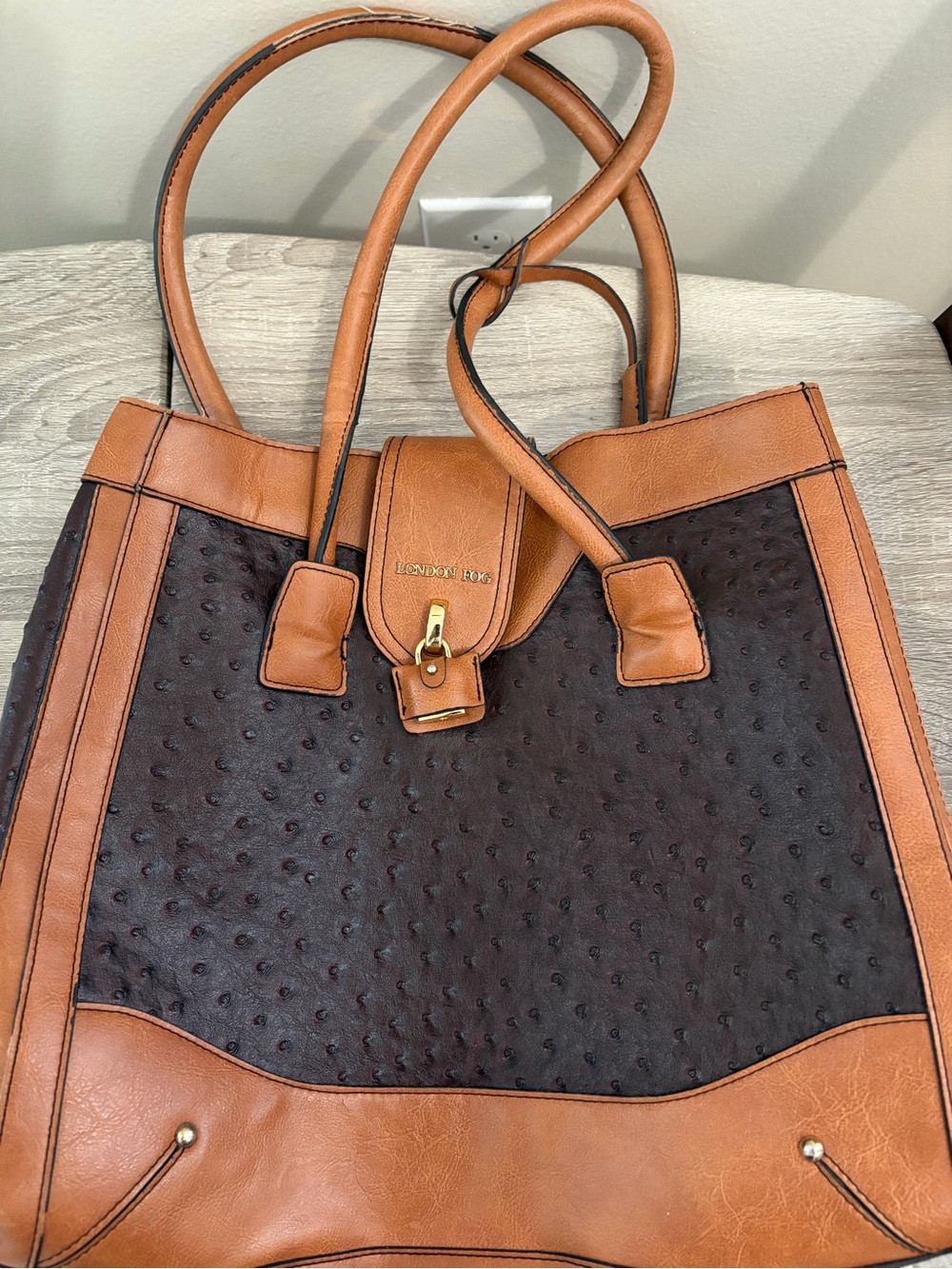 Two-Tone Brown & Tan Tote Bag